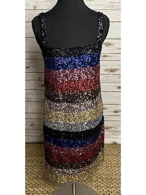 GAP multicolored striped sequin bodycon sleeveless mini dress Size Small